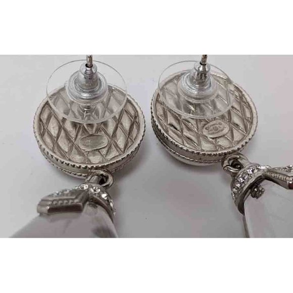 SOLD Chanel Clear Resin Teardrop Earrings - Picture 3 of 6